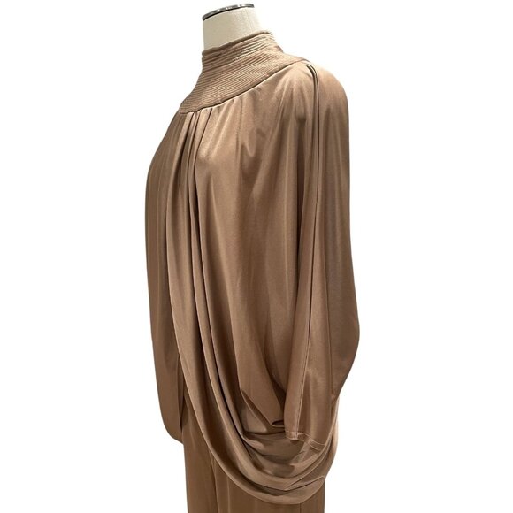 Camel Drape Lingerie Set Ribbed Neckline Oversized Relaxed Modern Chic Luxurious - Picture 10 of 16